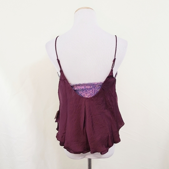 Free People Turn It On Cami plum purple sequins NEW Size Medium - Picture 6 of 7